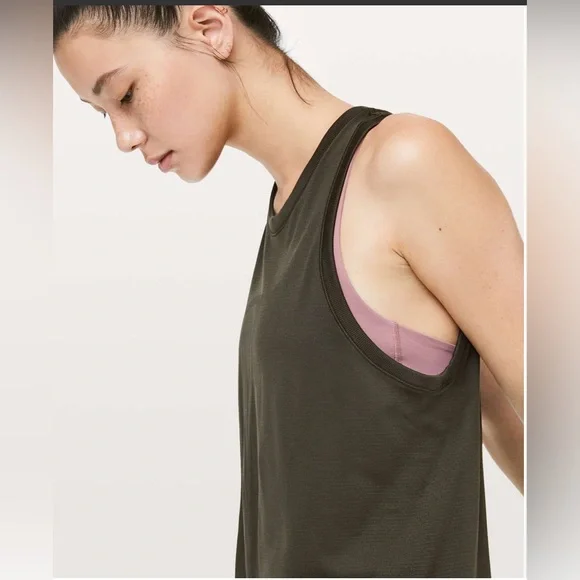 Lululemon Swiftly Breeze Tank Relaxed Fit Dark Olive - Picture 2 of 5